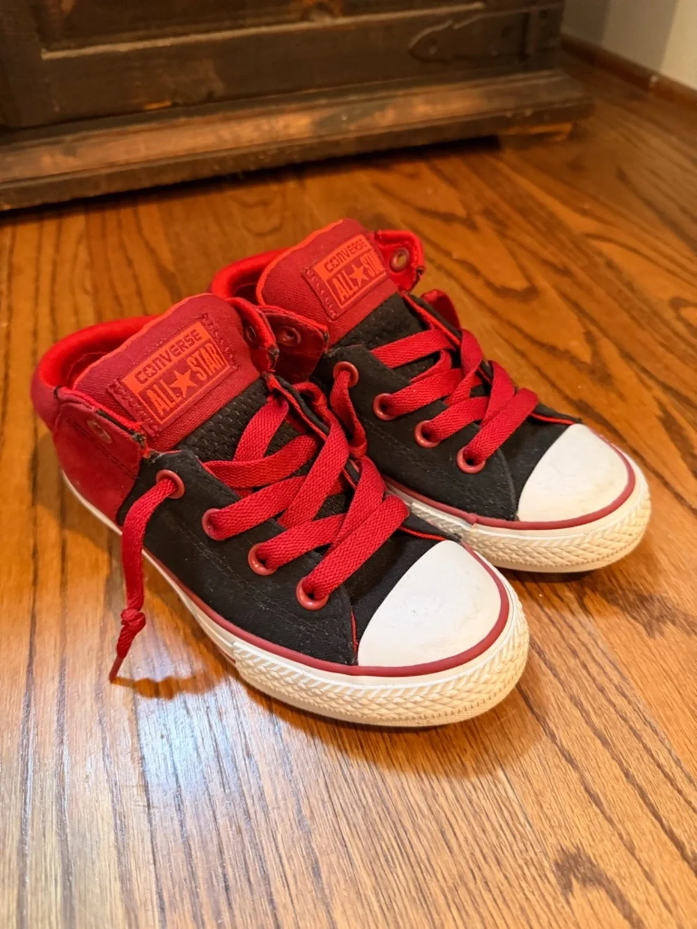 Converse Kids Red and Black Chuck Taylor Low Top Sneakers
